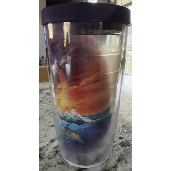 Tervis Ron Jon Surf Shop 16 Oz. Tumbler Cup Purple Lid We’re All Swimming In The - Picture 3 of 7